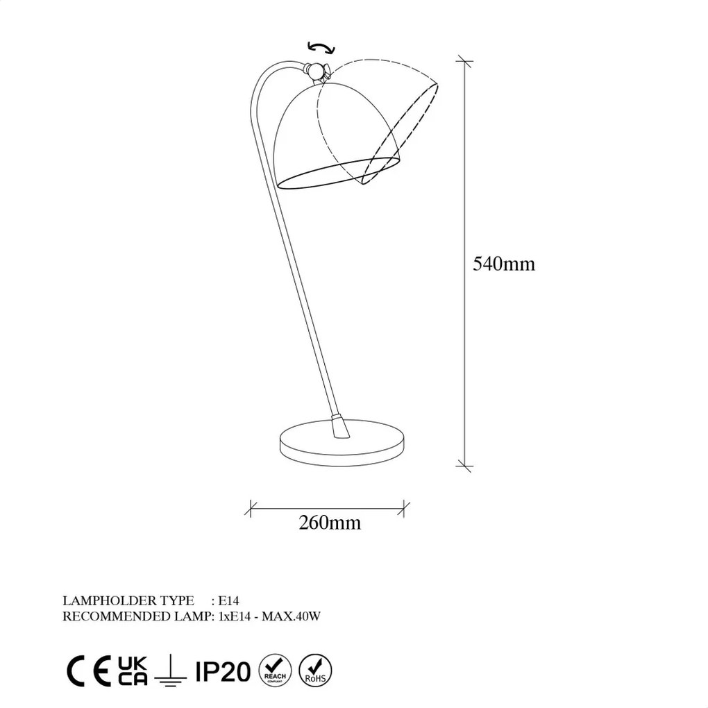 Acuka fém éjjeli lámpa, Ø18 cm – TR942FLG1829