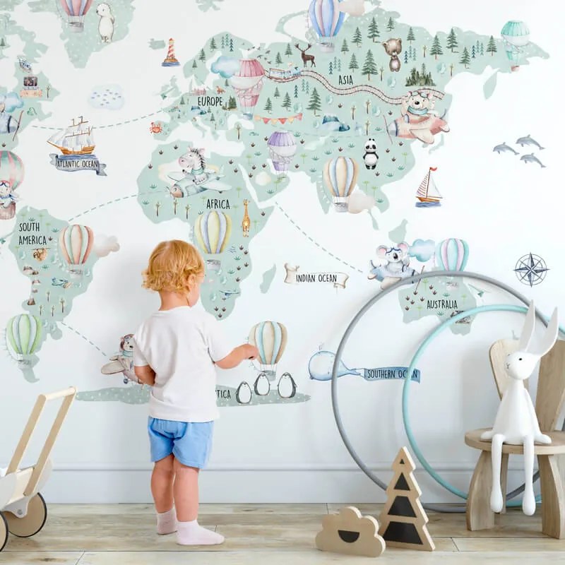 INSPIO Térkép falmatrica gyerekeknek