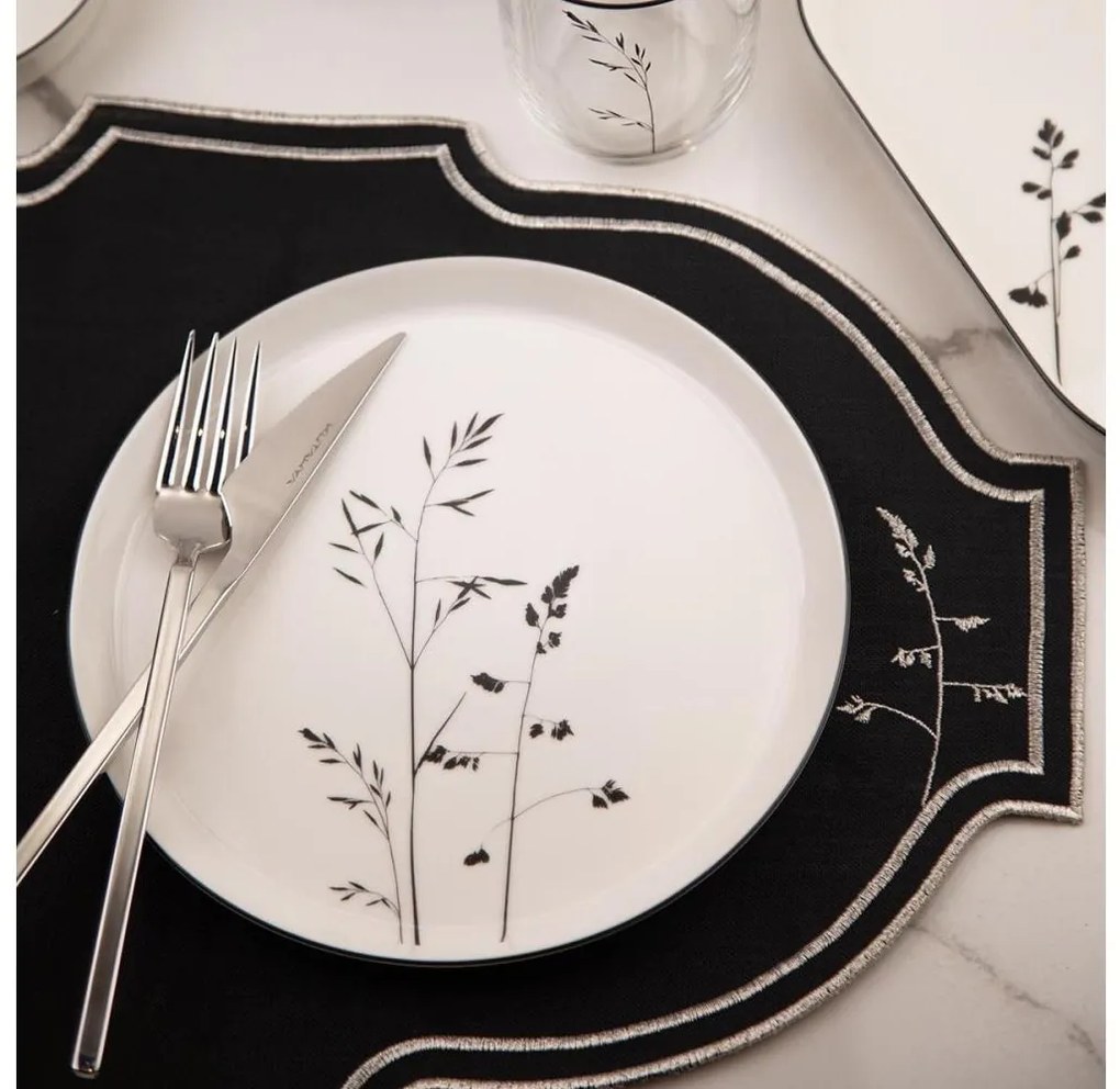 27 darabos étkészlet, fehér/fekete/porcelán