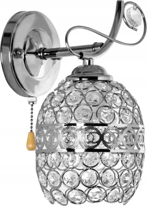 Dekoratív lámpa függesztett gömbbel, széles ezüst csíkkal díszítve 60W