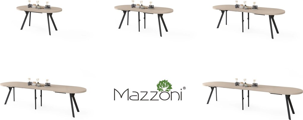 Mazzoni Ovális bővíthető étkezőasztal EXPANSO Kasmír / fekete lábak