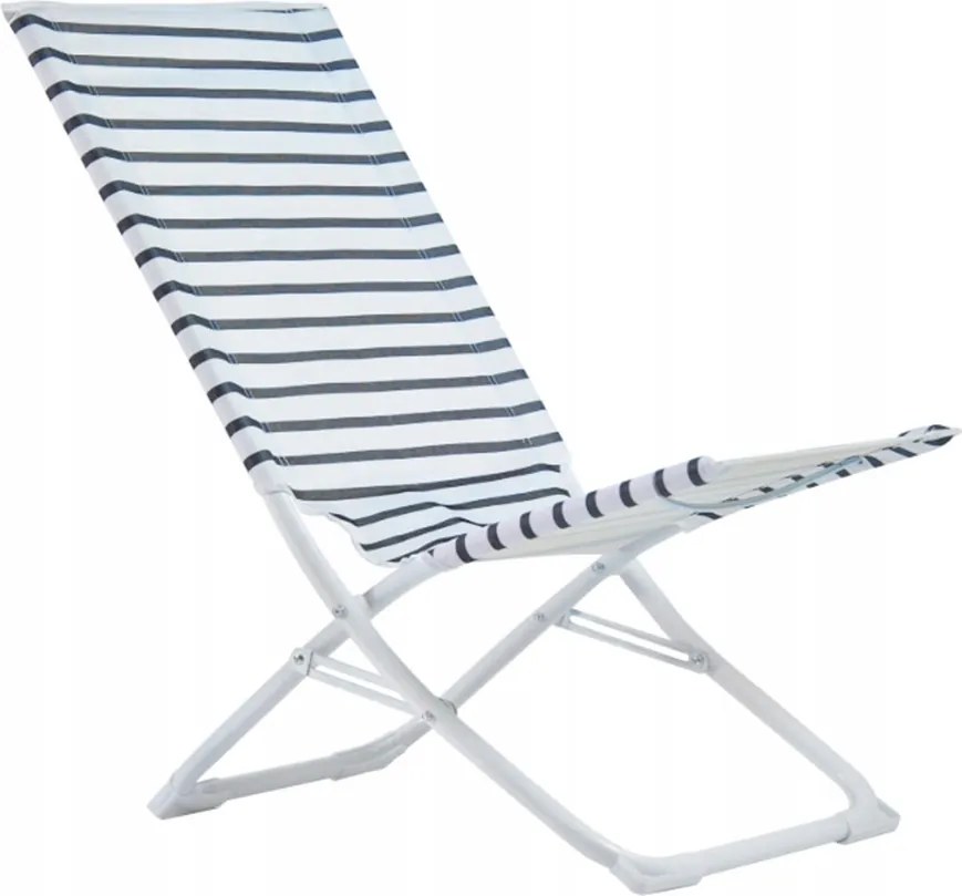 Kerti székek, 5 darabos szett, összecsukható székek, fekete-fehér, csíkos