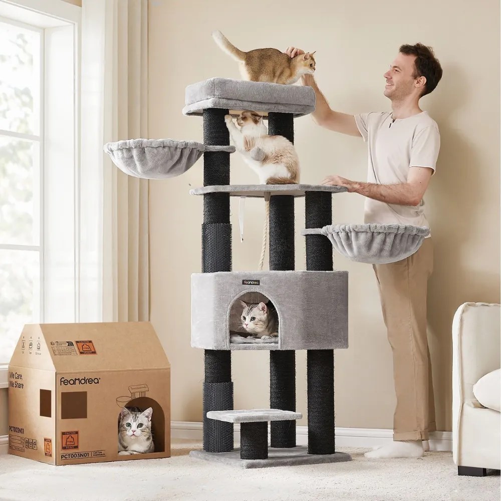 ONYX macskafa, 50x50x160cm, szürke/fekete Feandrea