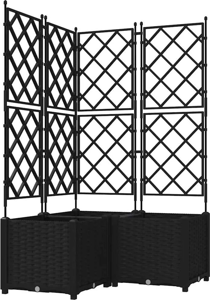 vidaXL Kerti cserép 3 pcs Fekete 80 x 80 x 143 cm Acél
