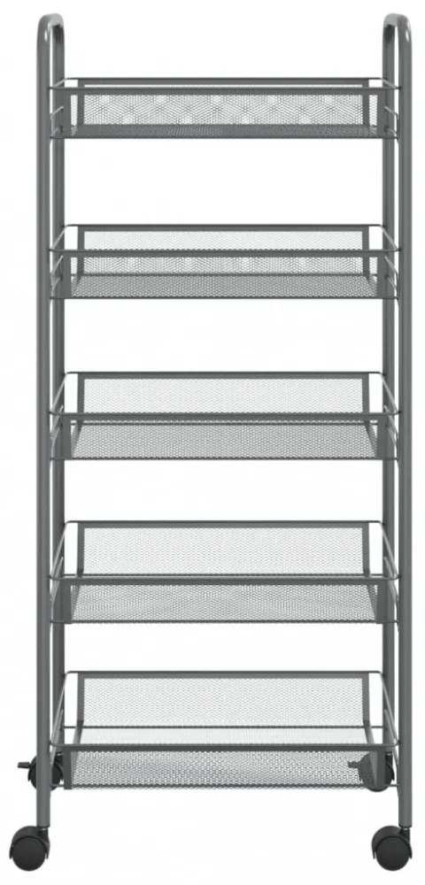 5 szintes szürke vas konyhai kerekes kocsi 46 x 26 x 105 cm