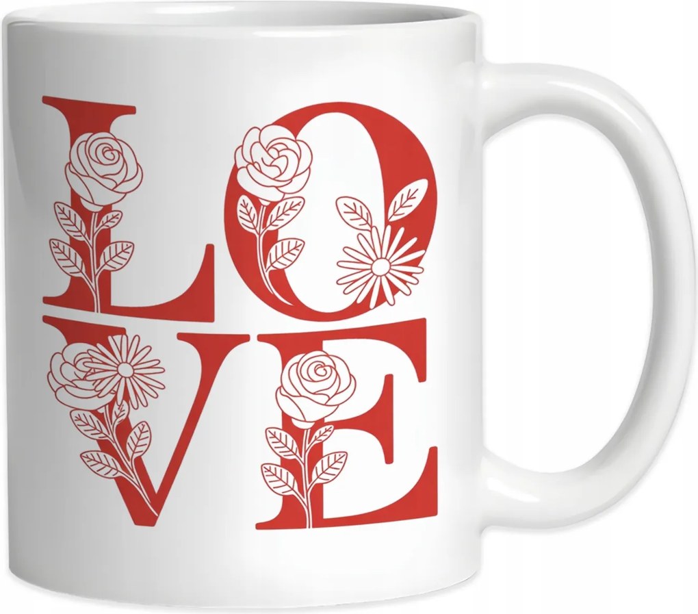 Bögre Valentin napra Ajándék Felirat Love Szerelem Szív Ajándék 330ml