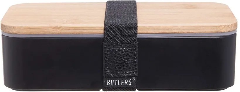 SNACK PACK uzsonnás doboz bambusz fedéllel, fekete 18,5 x 10,5cm