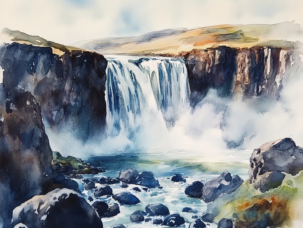 Vászonkép Canvas Tájkép Természet Sziklák Folyó Vízesés 100x75