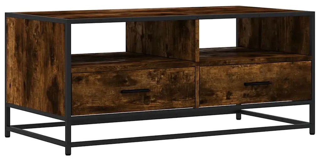 füstös tölgy szerelt fa és fém dohányzóasztal 100 x 50 x 45 cm