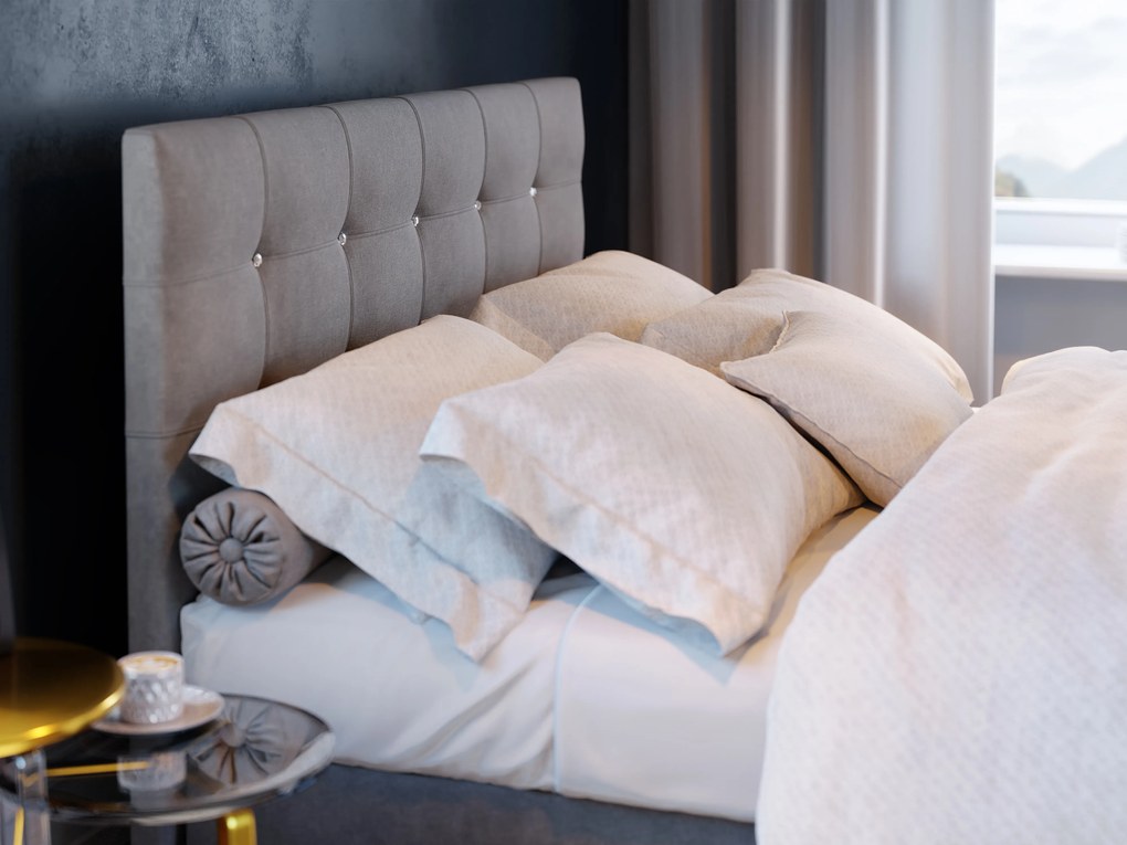 Franciaágy Boxspring 180 cm Karen (szürke) (matraccal és tárolóhellyel). 1046610