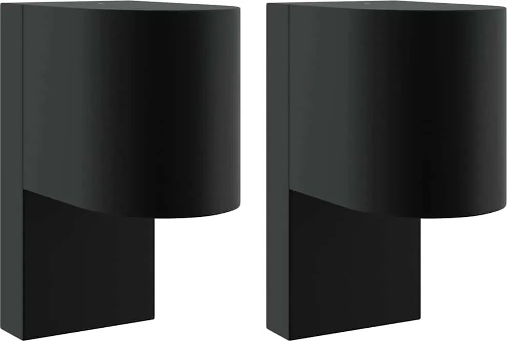 vidaXL Kültéri Fali Lámpa 2 pcs Fekete 12 x 7 x 15 cm