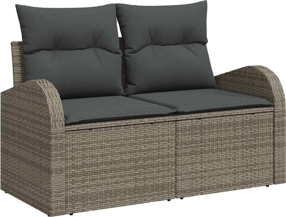 vidaXL Kerti kanapé párnával Szürke 124 x 62 x 69 cm polirattan