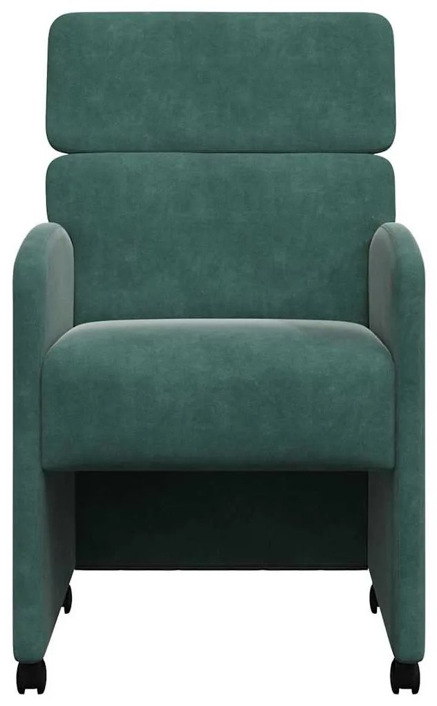 Kerekes Étkező Székek 2 pcs Sötétzöld 58 x 65 x 98 cm Bársony