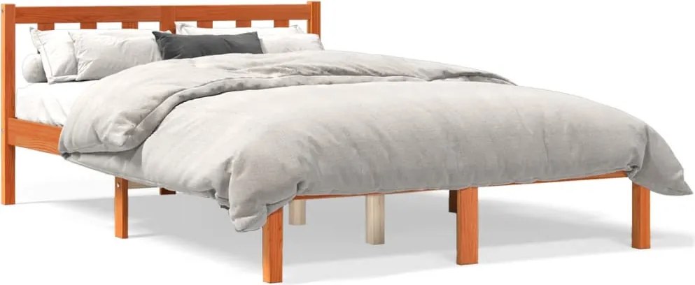 vidaXL viaszbarna tömör fenyőfa ágy matrac nélkül 120 x 190 cm