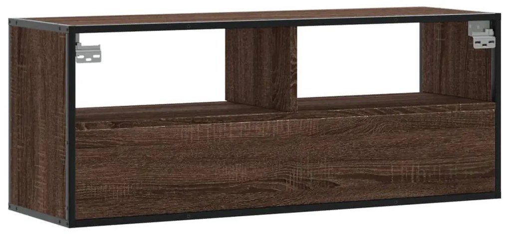 barna tölgy színű szerelt fa és fém TV-szekrény 100x31x39,5 cm