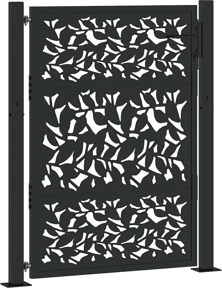 vidaXL fekete kerti kapu 100x125 cm acéllevél mintával