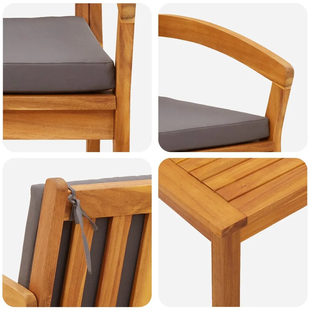 Bisztró készlet 3 pcs Barna 45 x 45 x 38 cm Tömör akácfa