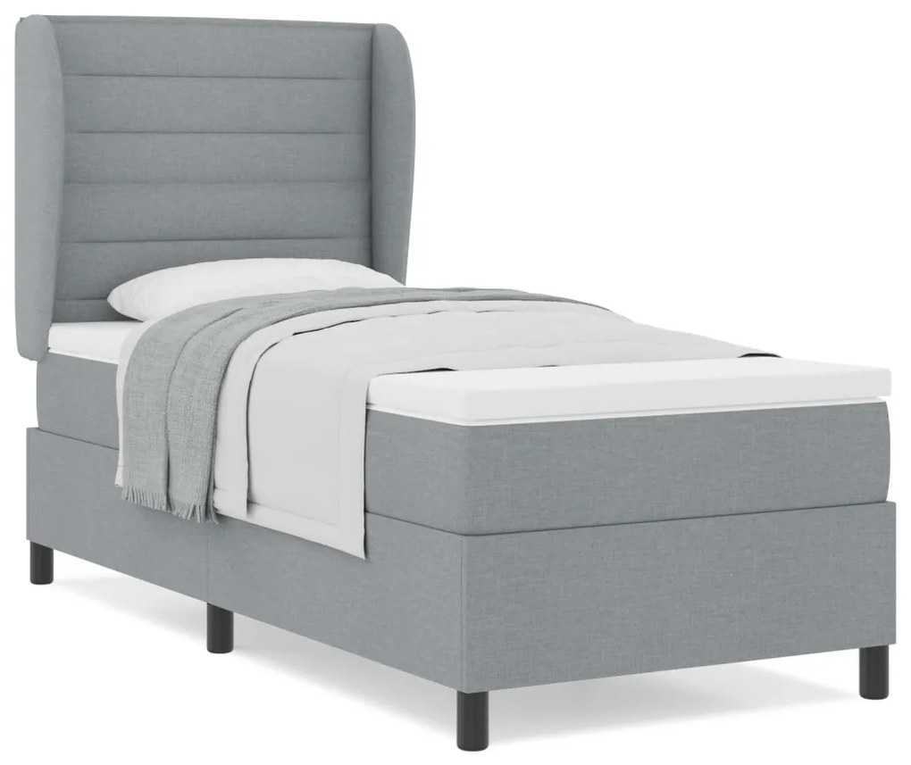 Boxspring Ágy Mattal Világosszürke 100x200 cm Szövet