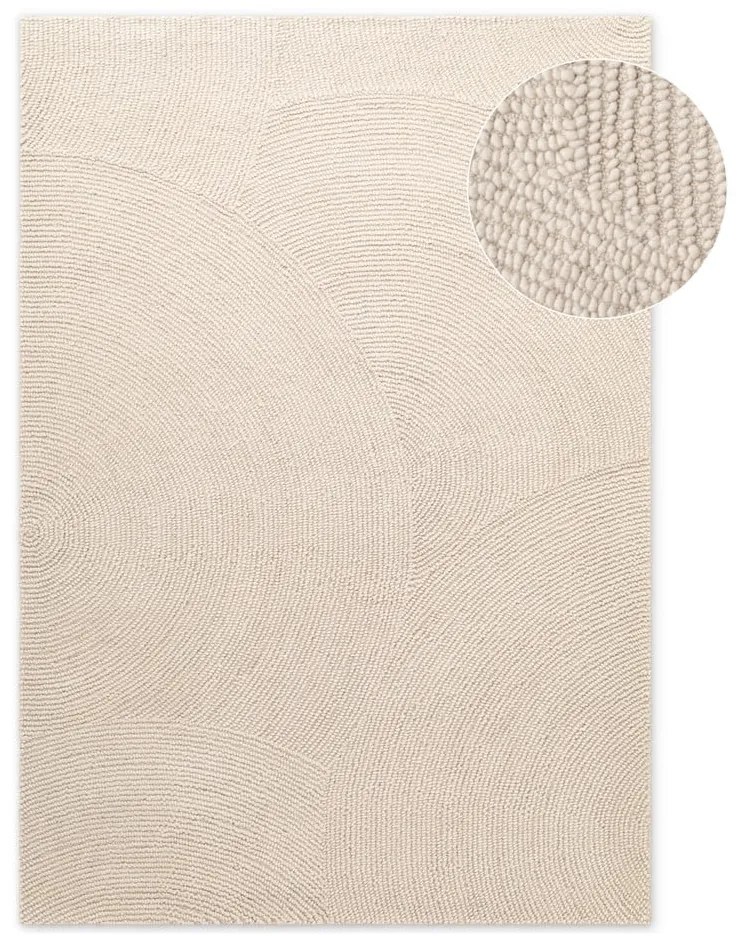 Világos natúr színű kézi szövésű gyapjú szőnyeg 80x150 cm Calmio – Hanse Home