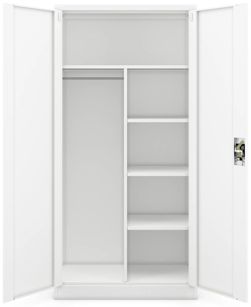 Fehér zárható takarítószekrény DAWID 900 x 1850 x 450 mm