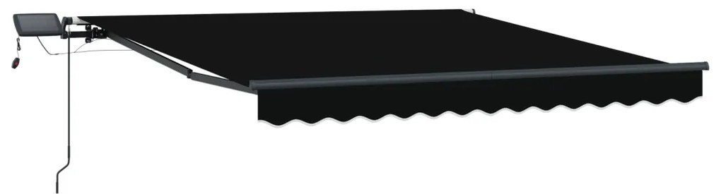 Kézi Behúzható Napellenző LED Fekete 300x250 cm