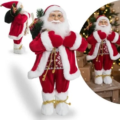 Mikulás Figura Karácsonyi Dekoráció Karácsonyfa Alá Piros 47cm