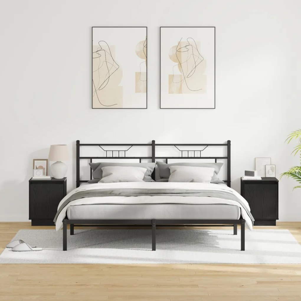 Éjjeli szekrények LED világítással 2 db Fekete 39x34,5x50 cm