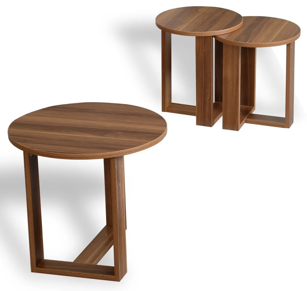 Mira Walnut tárolóasztal, 3 db