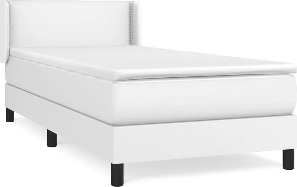 vidaXL fehér műbőr rugós ágy matraccal 100 x 200 cm