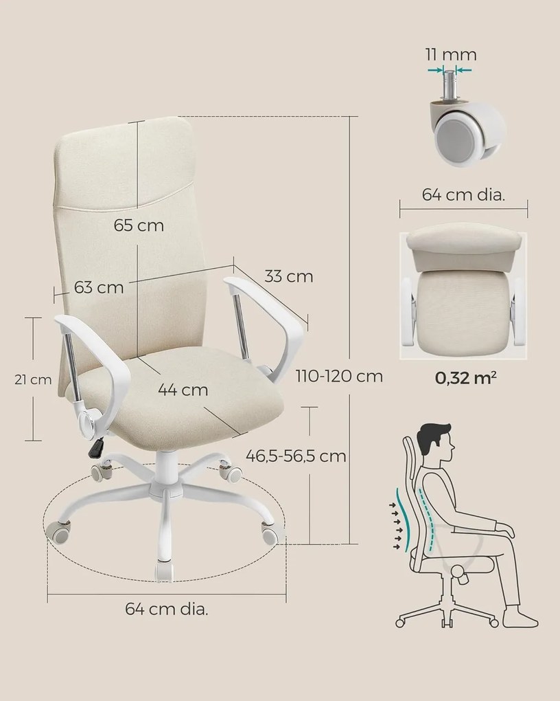 SONGMICS irodai szék, ergonomikus szék cappuccino bézs színben