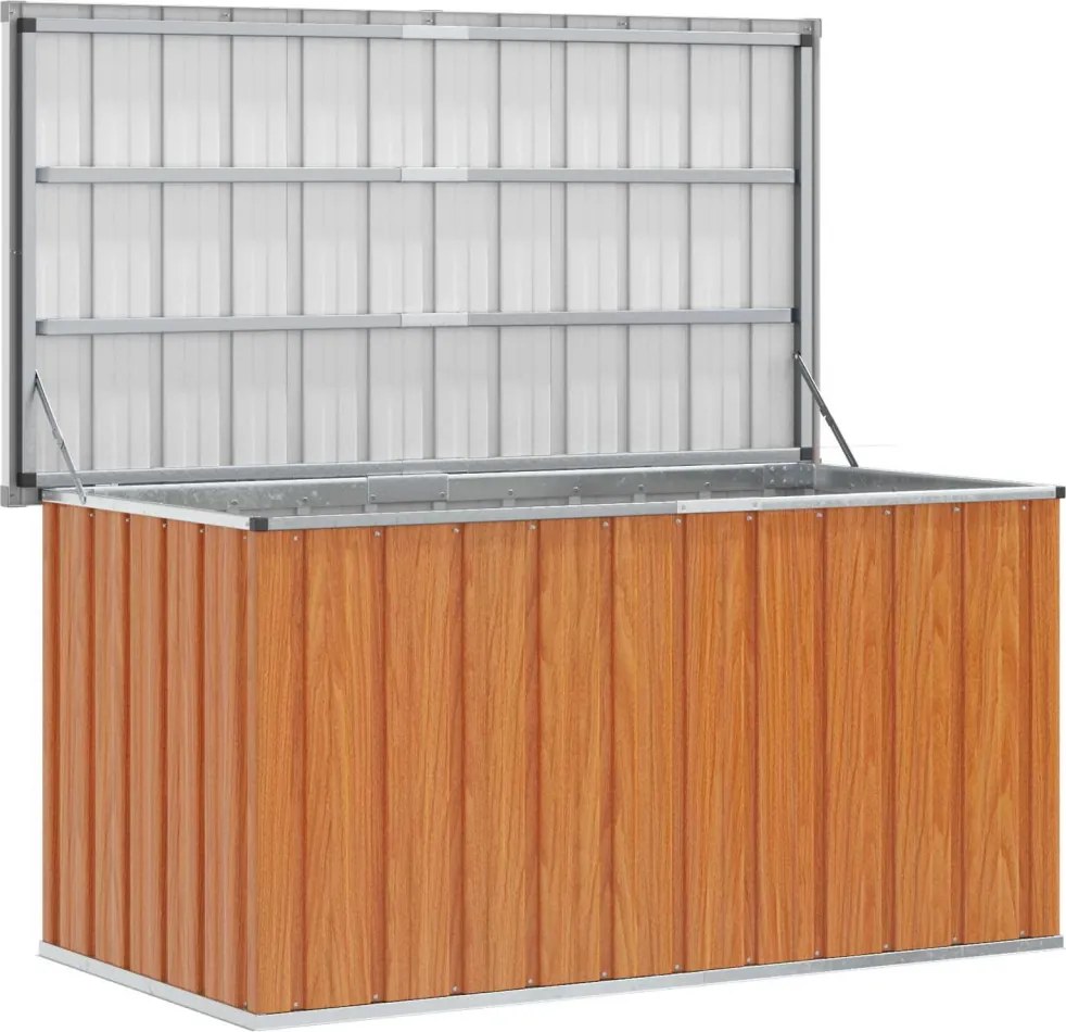 vidaXL Kültéri Tároló Doboz faszínű 129 x 67 x 65 cm Horganyzott Acél