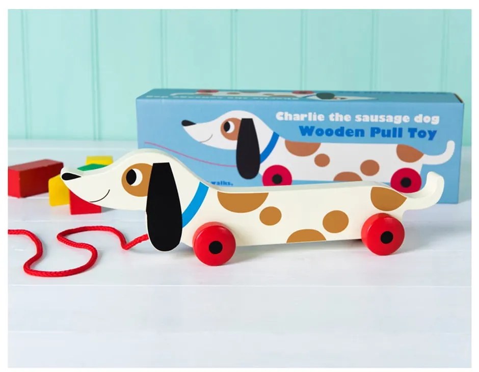 Charlie The Sausage Dog húzható fajáték, hossz 31,5 cm - Rex London
