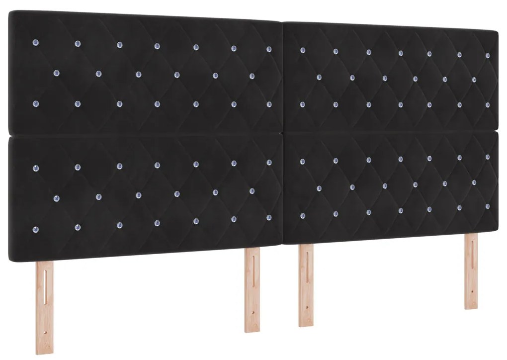 Box spring ágy matraccal és padal fekete 200x200 cm velúr