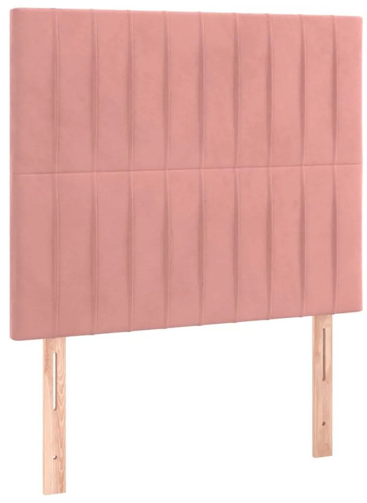 rózsaszín bársony LED-es fejtámla 90x5x118/128 cm
