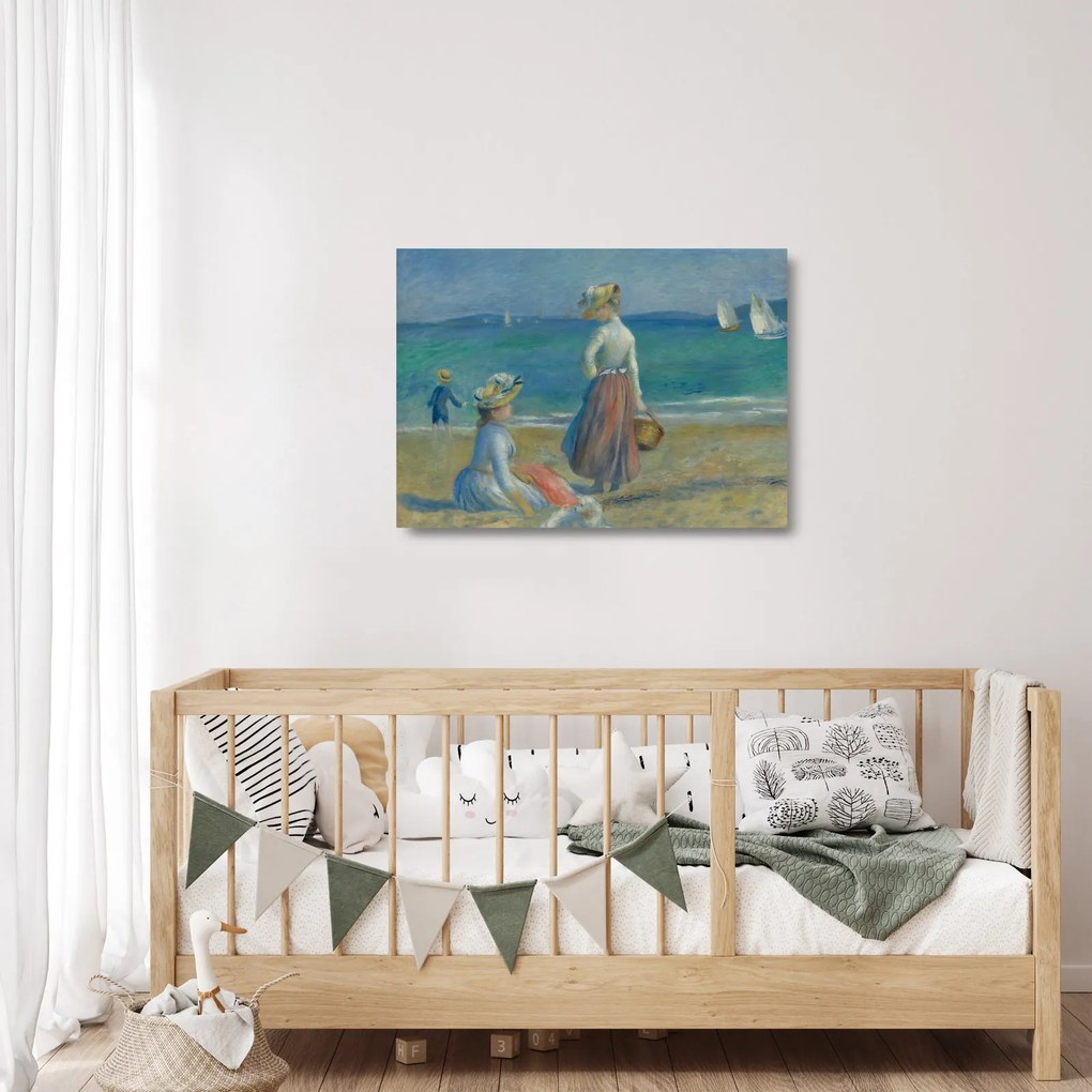 Üveg kép - Auguste Renoir, Figures on the Beach, reprodukciók (70x50 cm)