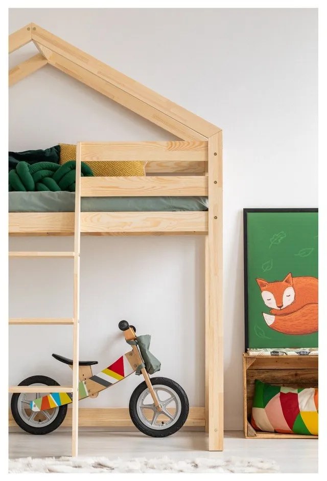 Mila DMPA házikó emeletes ágy borovi fenyőfából, 80 x 180 cm - Adeko