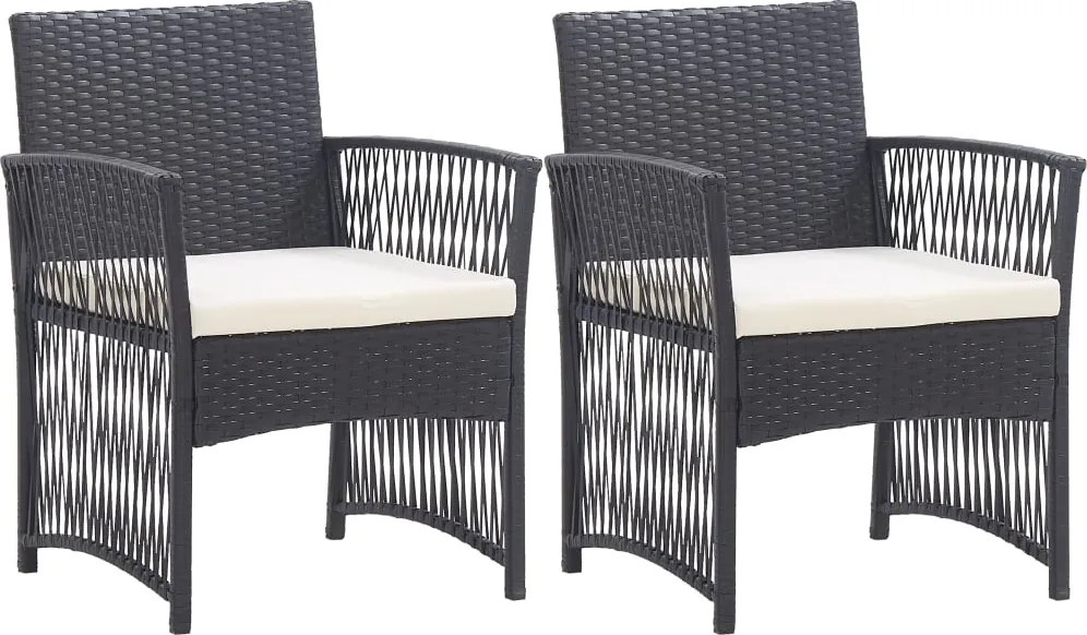 vidaXL 2 db fekete polyrattan kerti karosszék párnákkal