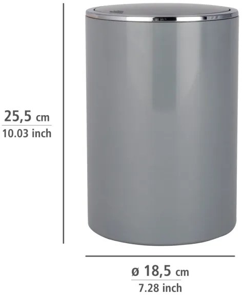 WENKO 22562100 - INCA szemetes 18,5x25,5 cm szürke/fényes króm