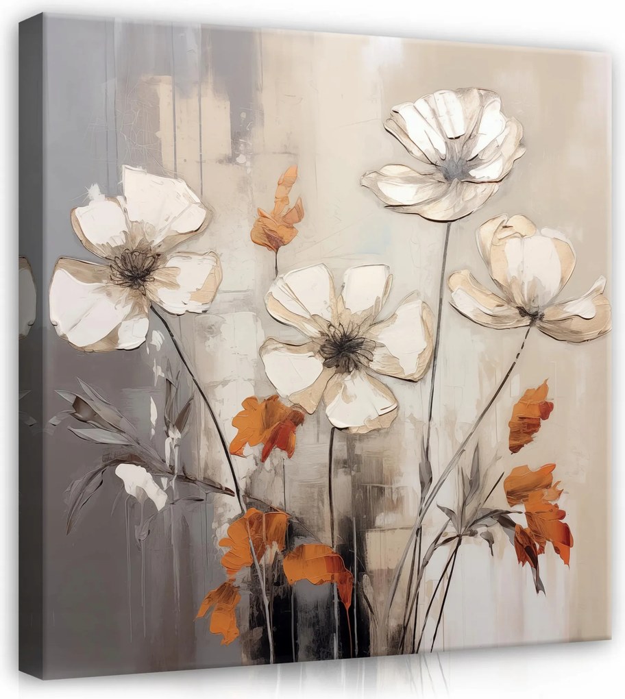 Vászonkép Absztrakt Virágok Modern Vászon Fal Hálószoba 40x40