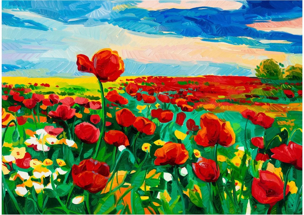 Kép egy mező mákkal (üvegen) (70x50 cm)