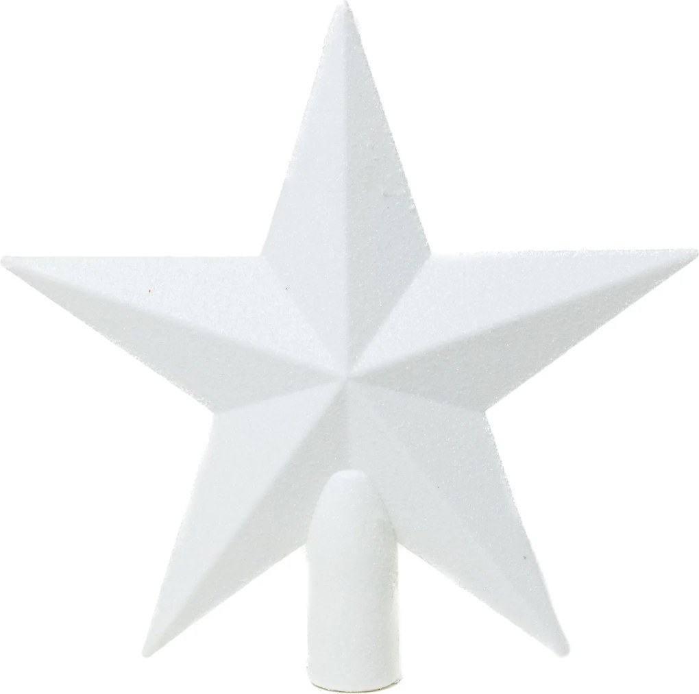 Fehér glitteres csúcsdísz csillag 19 cm
