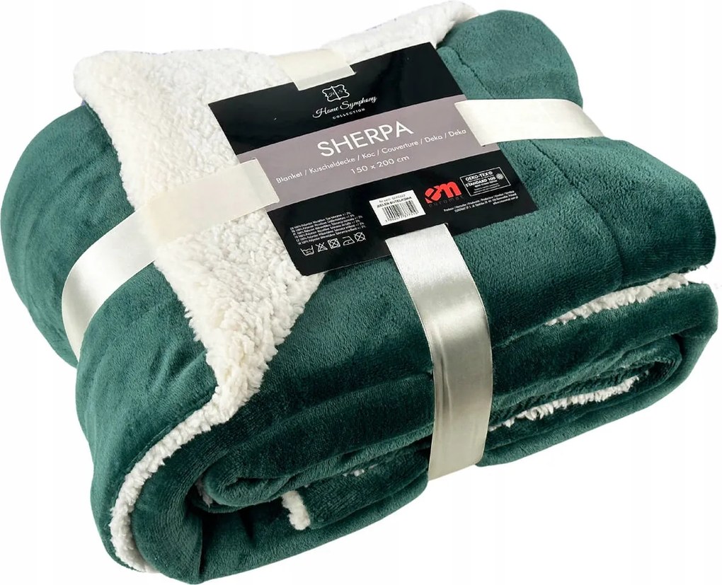 Sherpa Takaró Kétoldalas Bárány Kapa Pléd Zöld 150x200 cm