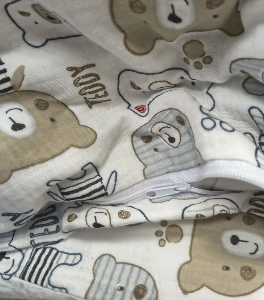 Muszlin ágyneműhuzat Teddy Bear TiaHome - 1x Párna 90x70cm, 1x Paplan 140x200cm