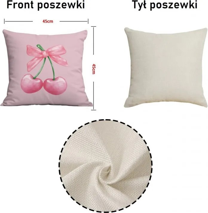 Párnahuzat Cseresznye 45x45 cm, rózsaszín