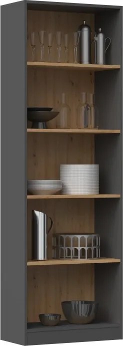 R60 polcos szekrény, antracit-tölgy