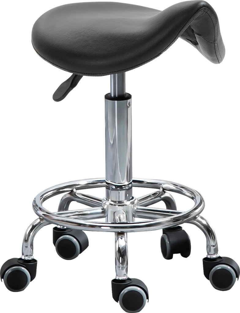 HOMCOM Forgószék 5 Kerekével, Magasságban Állítható Szék, Párnázott Ergonomikus Hab Ülés, Modern és Sokoldalú Dizájn, 36.5x37.5x51-66 cm, Fekete | Aos