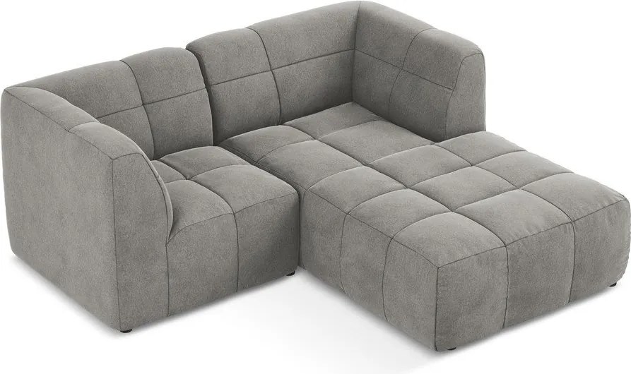 Szürke bársony sarokkanapé (jobb oldali-heverő résszel) Aloha – Makamii