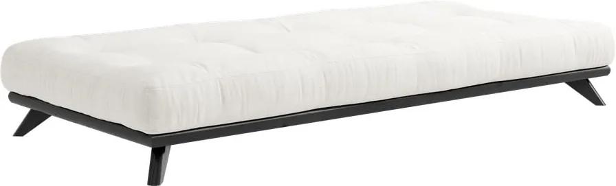 Senza Natural fekete egyszemélyes ágy fenyőfából, 90 x 200 cm - Karup Design