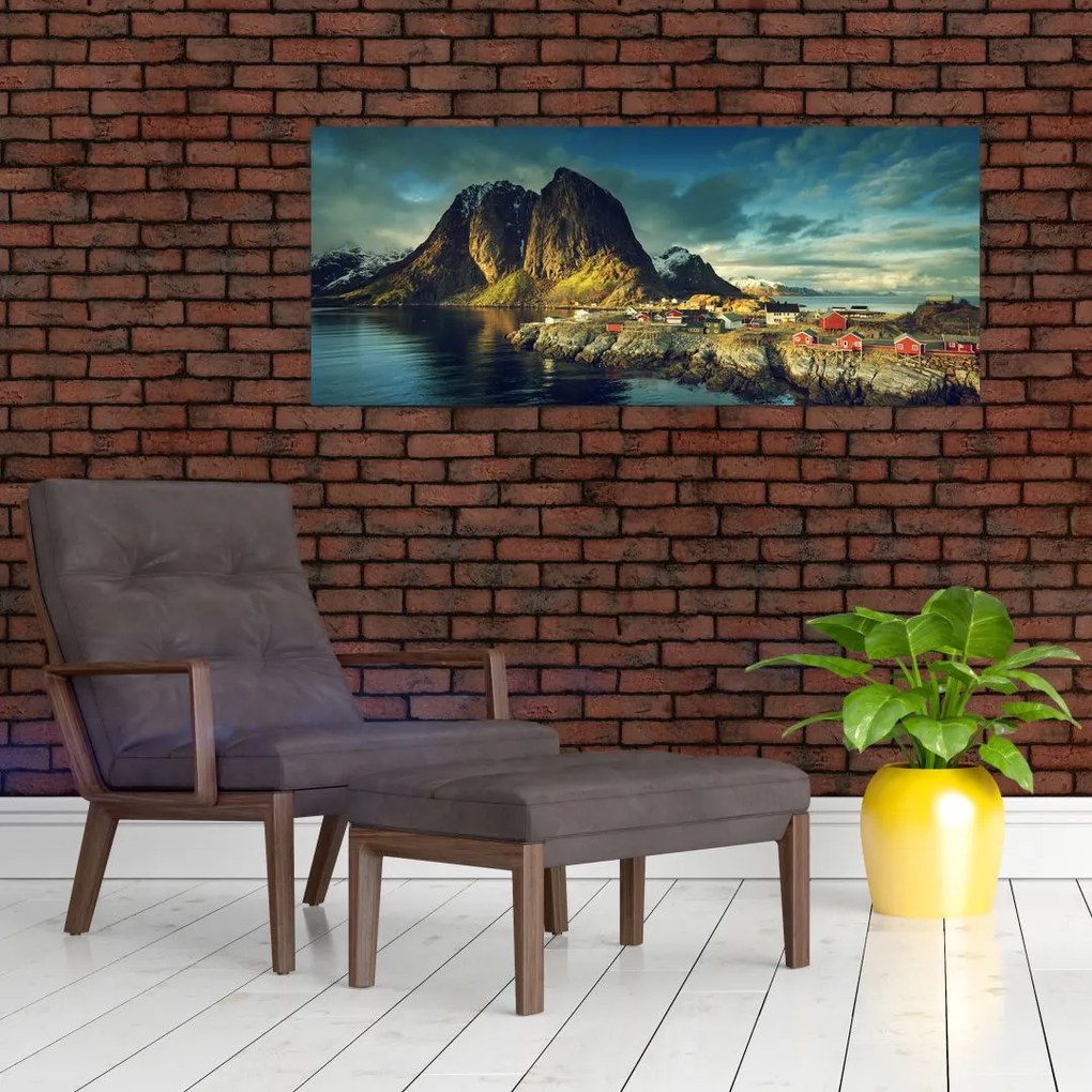 Egy halászati falu képe Norvégiában (120x50 cm)