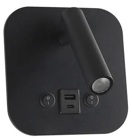 LED fali spotlámpa USB-porttal LED/8W/230V 3000K fekete